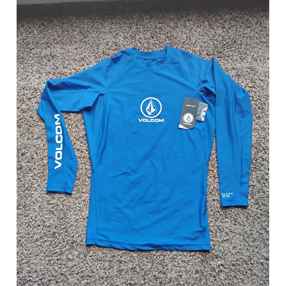 Volcom Mens Lido Solid Long Sleeve Rash Guard Royal Blue XL N0311900 UPF 50+
